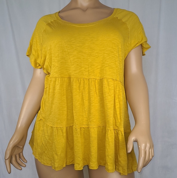 TIERED BABYDOLL TOP - MUSTARD YELLOW - Picture 4 of 5